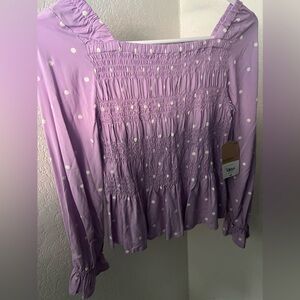 Purple poka dots shirt